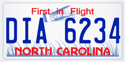 NC license plate DIA6234