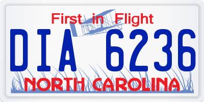 NC license plate DIA6236