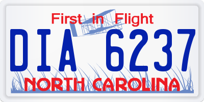 NC license plate DIA6237