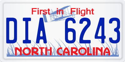 NC license plate DIA6243
