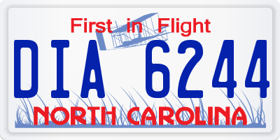 NC license plate DIA6244