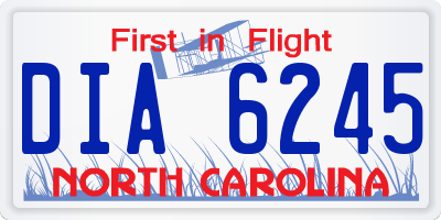 NC license plate DIA6245
