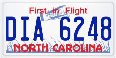 NC license plate DIA6248
