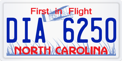 NC license plate DIA6250