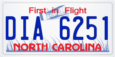 NC license plate DIA6251