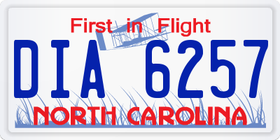NC license plate DIA6257