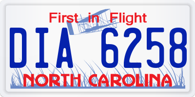 NC license plate DIA6258