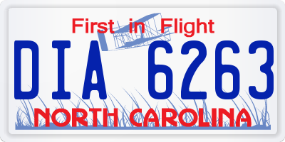 NC license plate DIA6263