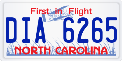NC license plate DIA6265