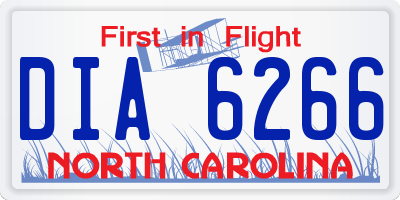 NC license plate DIA6266