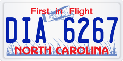 NC license plate DIA6267