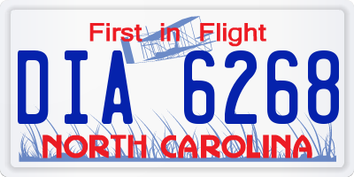 NC license plate DIA6268