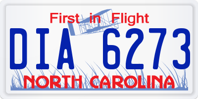NC license plate DIA6273