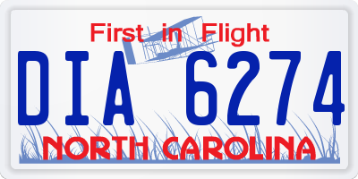 NC license plate DIA6274