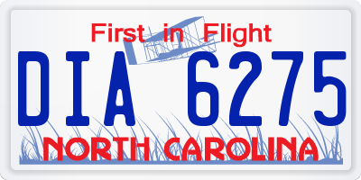 NC license plate DIA6275