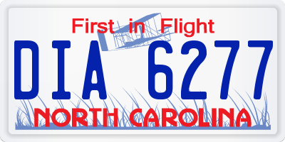 NC license plate DIA6277