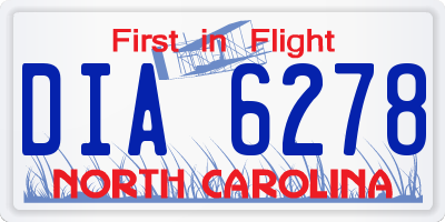 NC license plate DIA6278