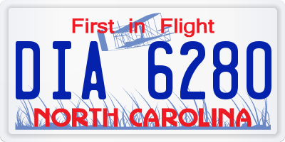 NC license plate DIA6280