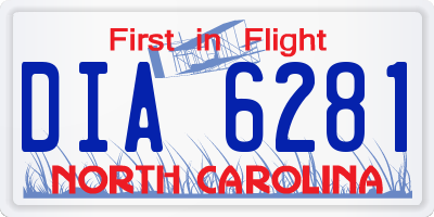 NC license plate DIA6281