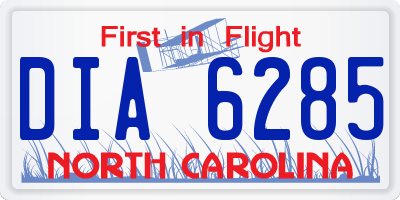 NC license plate DIA6285