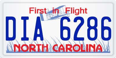 NC license plate DIA6286
