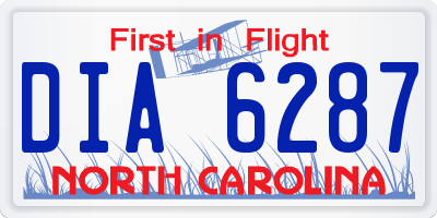 NC license plate DIA6287
