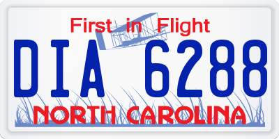 NC license plate DIA6288