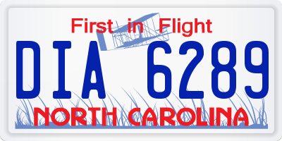 NC license plate DIA6289
