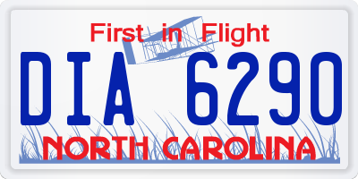 NC license plate DIA6290