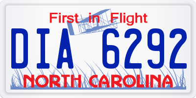 NC license plate DIA6292