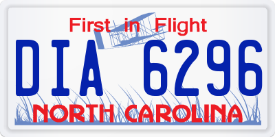 NC license plate DIA6296