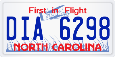NC license plate DIA6298