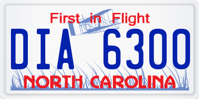NC license plate DIA6300