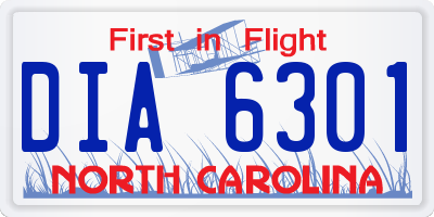 NC license plate DIA6301