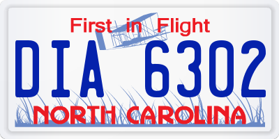 NC license plate DIA6302