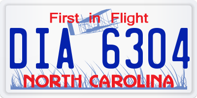 NC license plate DIA6304