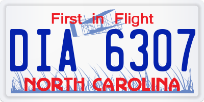 NC license plate DIA6307