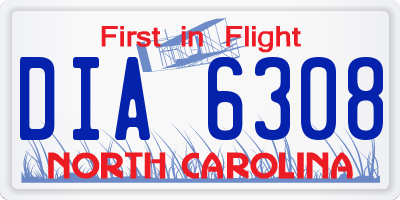 NC license plate DIA6308