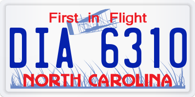 NC license plate DIA6310