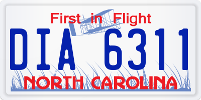 NC license plate DIA6311