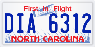 NC license plate DIA6312