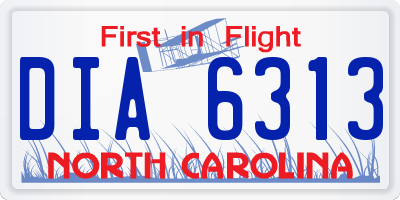 NC license plate DIA6313