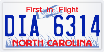 NC license plate DIA6314