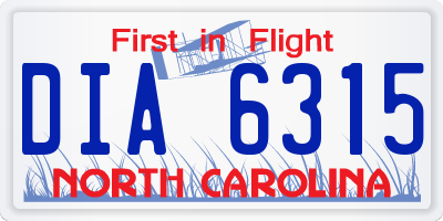 NC license plate DIA6315
