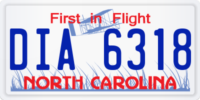 NC license plate DIA6318