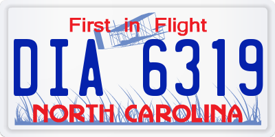NC license plate DIA6319