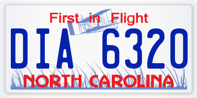NC license plate DIA6320