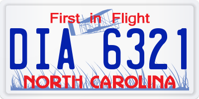 NC license plate DIA6321