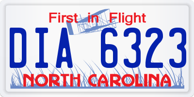 NC license plate DIA6323