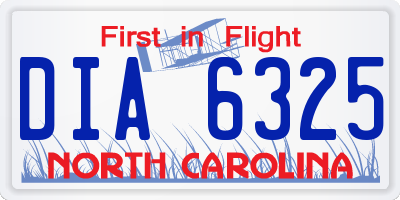 NC license plate DIA6325